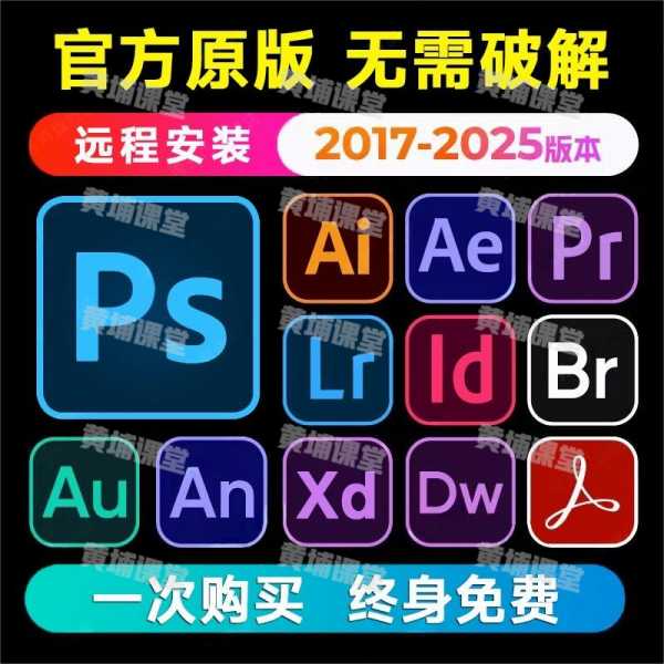 官方正版Adobe全家桶软件,包含PS/AI/PR/LR/AE等全套软件!2017-2025最新版本-黄埔资源站